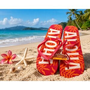 Junction Women's Aloha Tropical Flip Flops Size M 7-8 New With Tags NWT